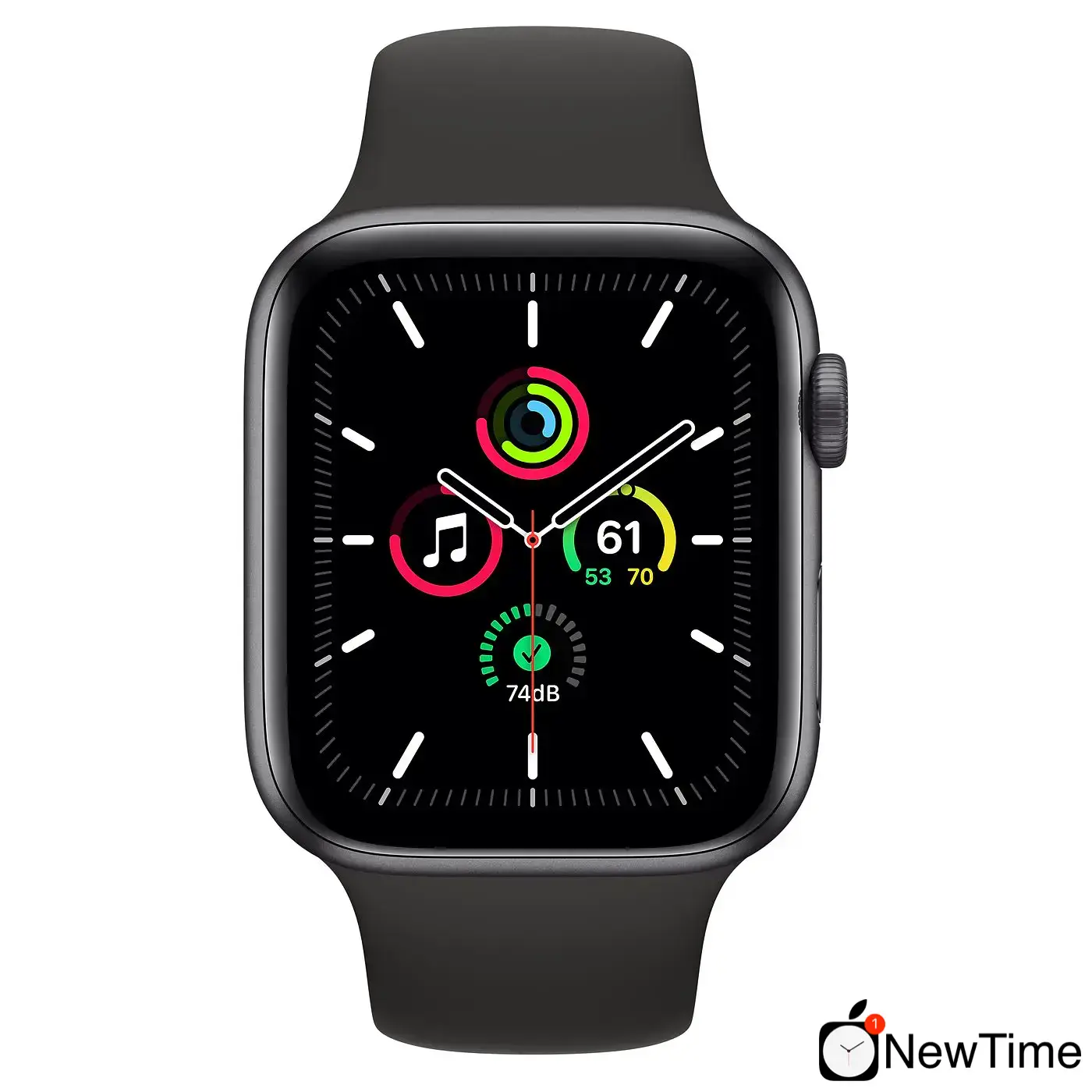 Apple Watch SE GPS 44mm Space Gray Aluminum Case with Black Sport Band (MYDT2)